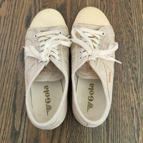 Gola Coaster Linen Sneakers in oatmeal and off white size US 7 - Picture 4 of 7
